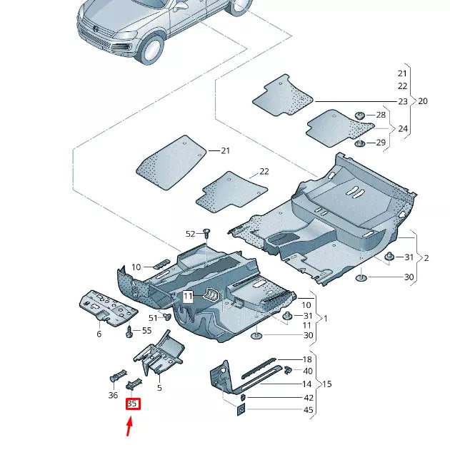 NEW VW TOUAREG 7P MK2 RIGHT UNDER DASH COVER SECURING BRACKET 1J1858219B