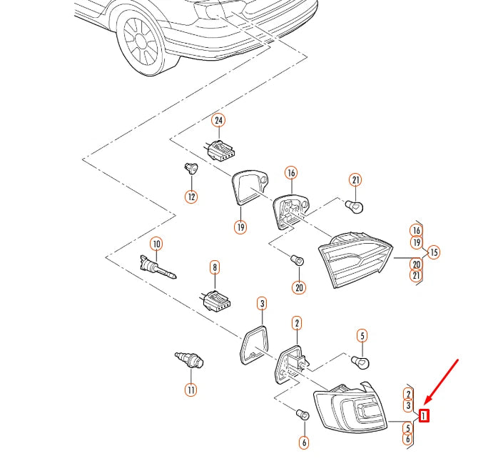 NEW VOLKSWAGEN JETTA A6 REAR LEFT OUTER TAILLIGHT 5C6945095D