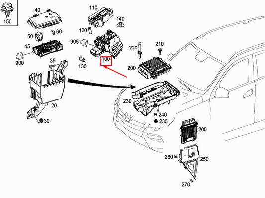 new mercedes-benz gle w166 right engine fuse box a1665405202 original