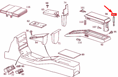 NEW MB SL R129 INTERIOR STORAGE COMPARTMENT LID LIFT SUPPORT A0009807564