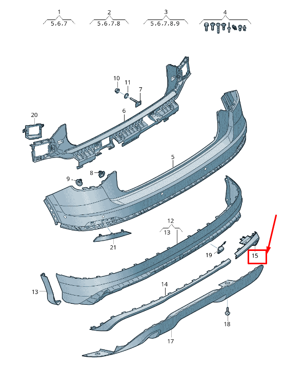 NEW AUDI Q2 GA REAR RIGHT BUMPER TRIM 81A853842RN4 ORIGINAL