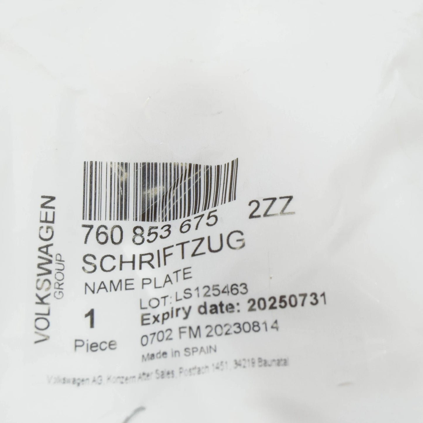 NEW VOLKSWAGEN TOUAREG CR REAR 'V6' EMBELM BADGE 7608536752ZZ ORIGINAL