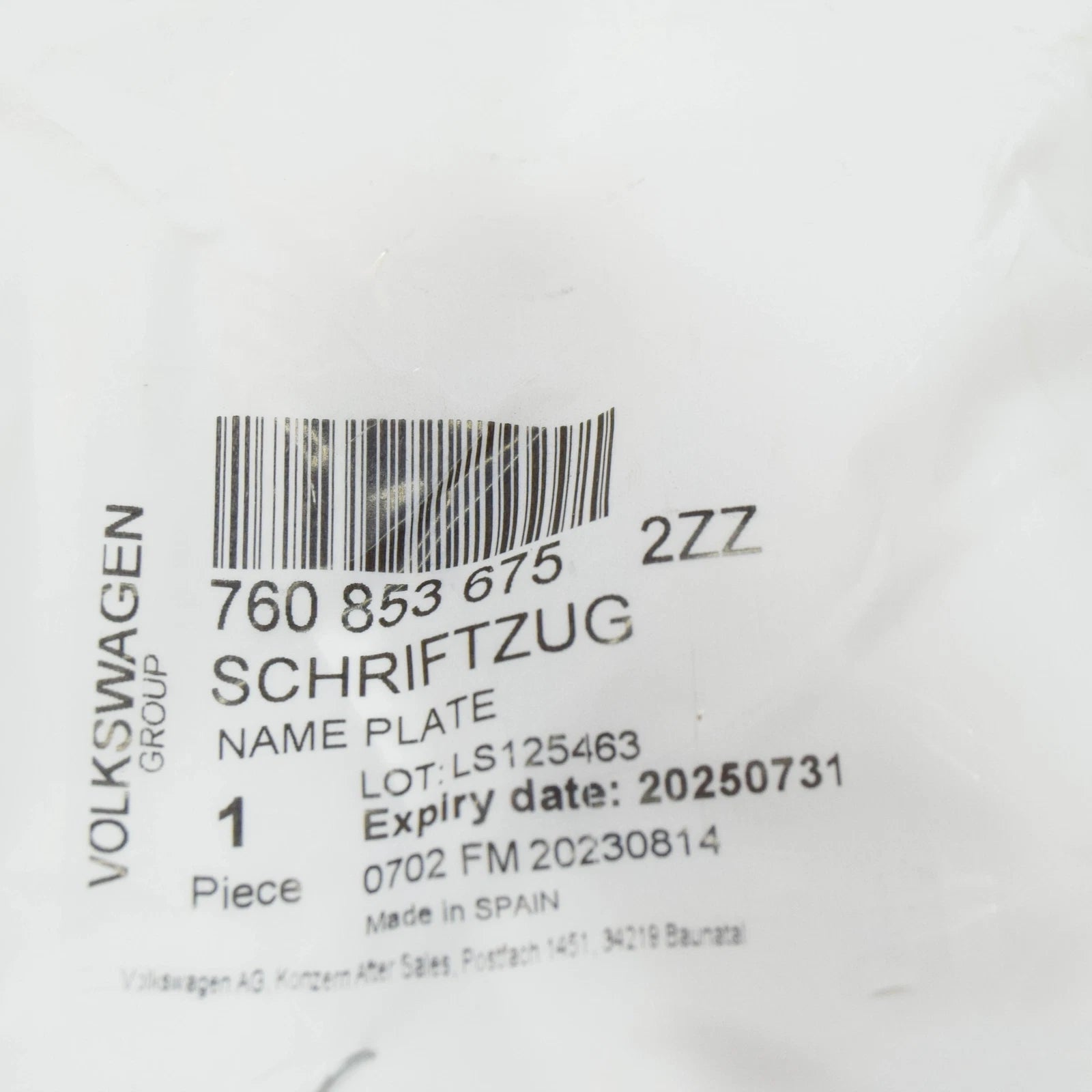 NEW VOLKSWAGEN TOUAREG CR REAR 'V6' EMBELM BADGE 7608536752ZZ ORIGINAL