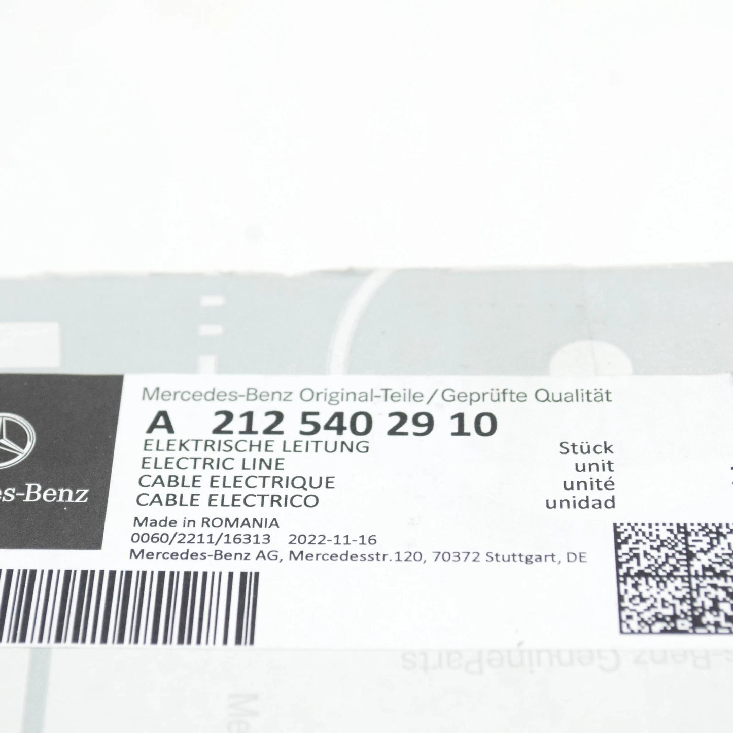 NEW MERCEDES-BENZ E W212 POSITIVE BATTERY TERMINAL WIRE A2125402910 ORIGINAL