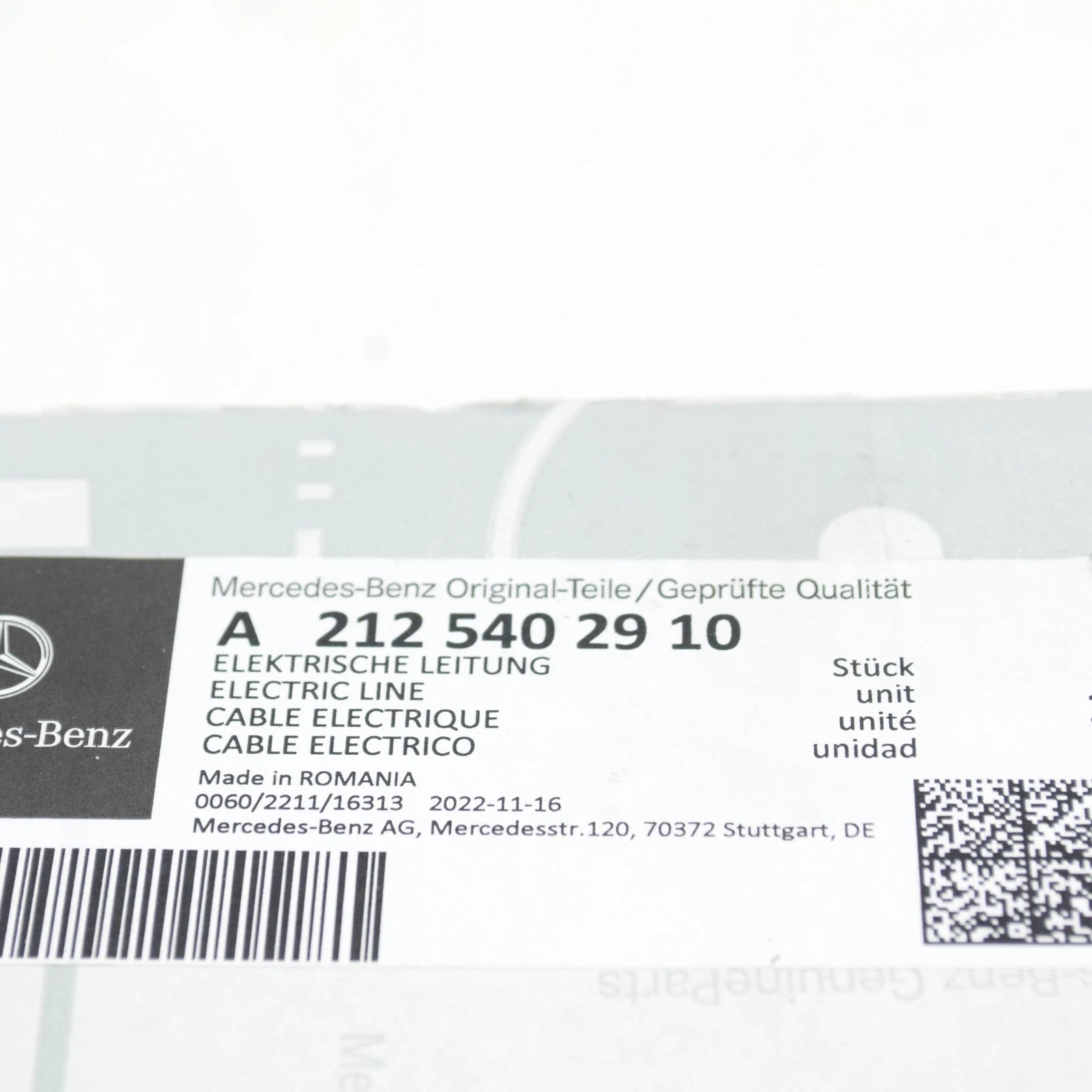 NEW MERCEDES-BENZ E W212 POSITIVE BATTERY TERMINAL WIRE A2125402910 ORIGINAL