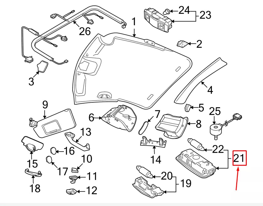 NEW VW TIGUAN 5N REAR READING LIGHT 3B0947291B95T ORIGINAL