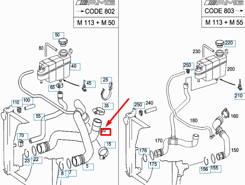 NEW MERCEDES-BENZ S W220 RADIATOR BOTTOM HOSE A2205010482 ORIGINAL