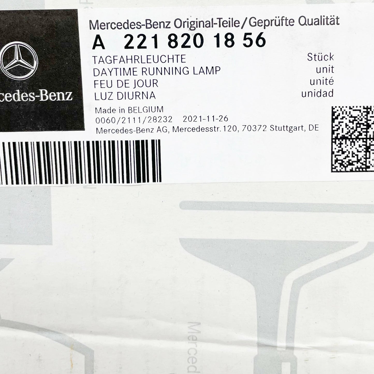 NEW MERCEDES-BENZ S-CLASS W221 FRONT RIGHT RUNNING DAY LIGHT A2218201856