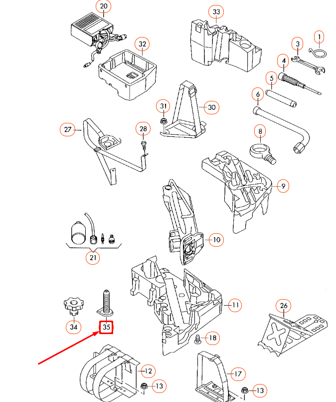 NEW AUDI Q7 4L SPARE WHEEL MOUNTING BOLT 1T0803899A ORIGINAL