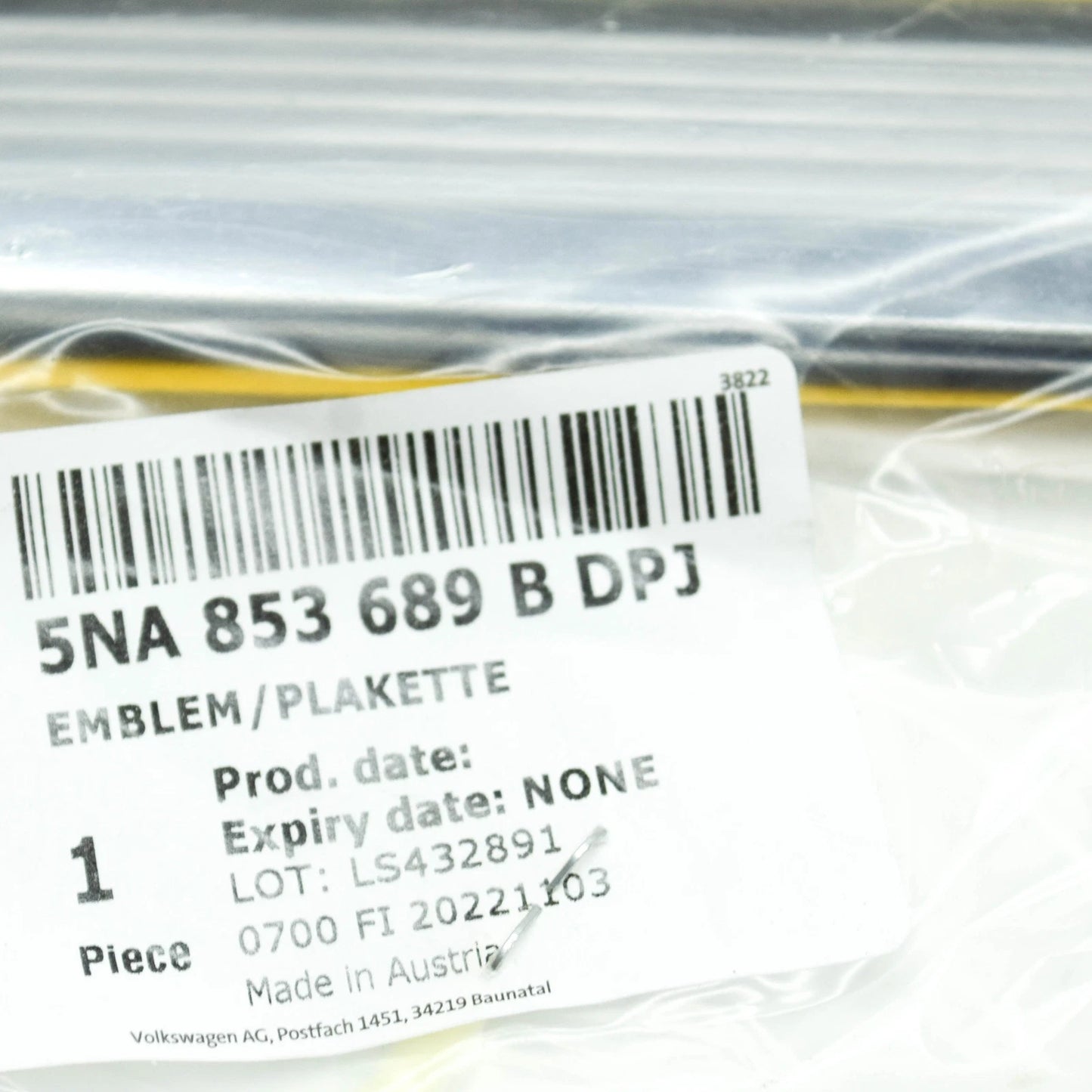 NEW VOLKSWAGEN TIGUAN AD FRONT LEFT FENDER WING BADGE LOGO 5NA853689BDPJ