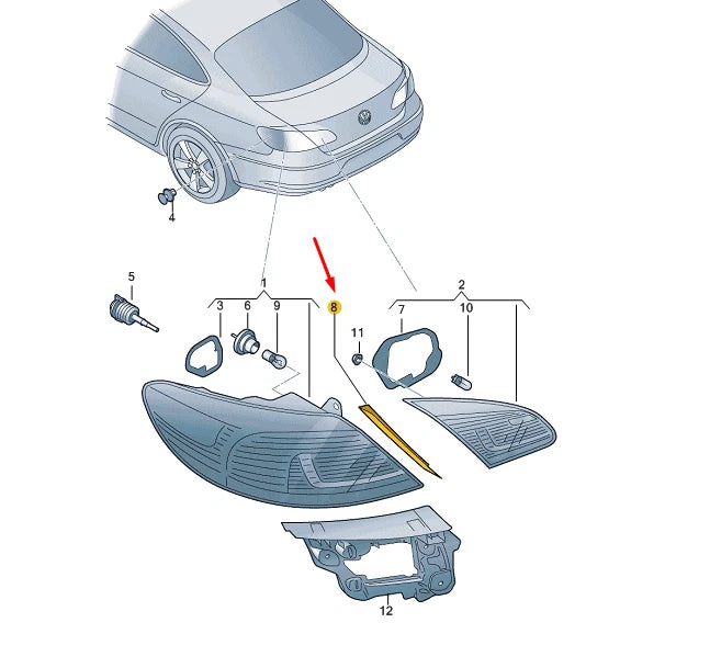 NEW VOLKSWAGEN CC REAR LEFT OUTER TAIL LIGHT TRIM 3C8945427E ORIGINAL