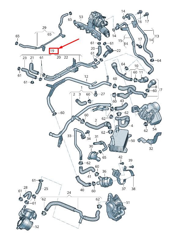 new vw tiguan ad engine coolant pipe 03n122157e original