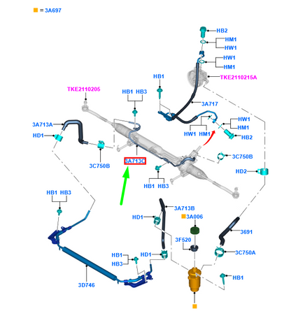 new ford ranger t6 mk1 power steering hose tube assy lhd 1777700 original