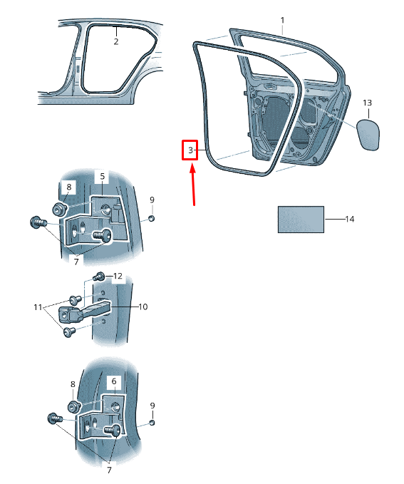 new skoda superb mk2 3t rear right outer door seal rubber 3t9839702 original