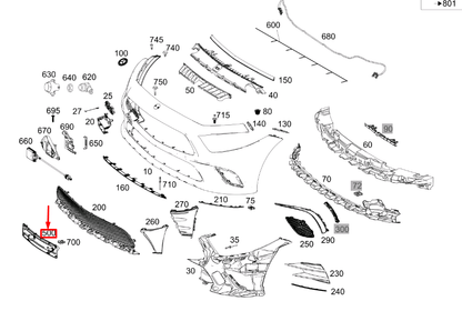 new mercedes-benz cls c257 front license plate holder a2578802300 original