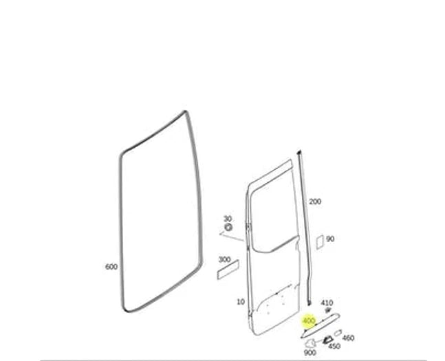 NEW MB SPRINTER W910 REAR TAILGATE HANDLE STRIP TRIM A91074057009B51 ORIGINAL