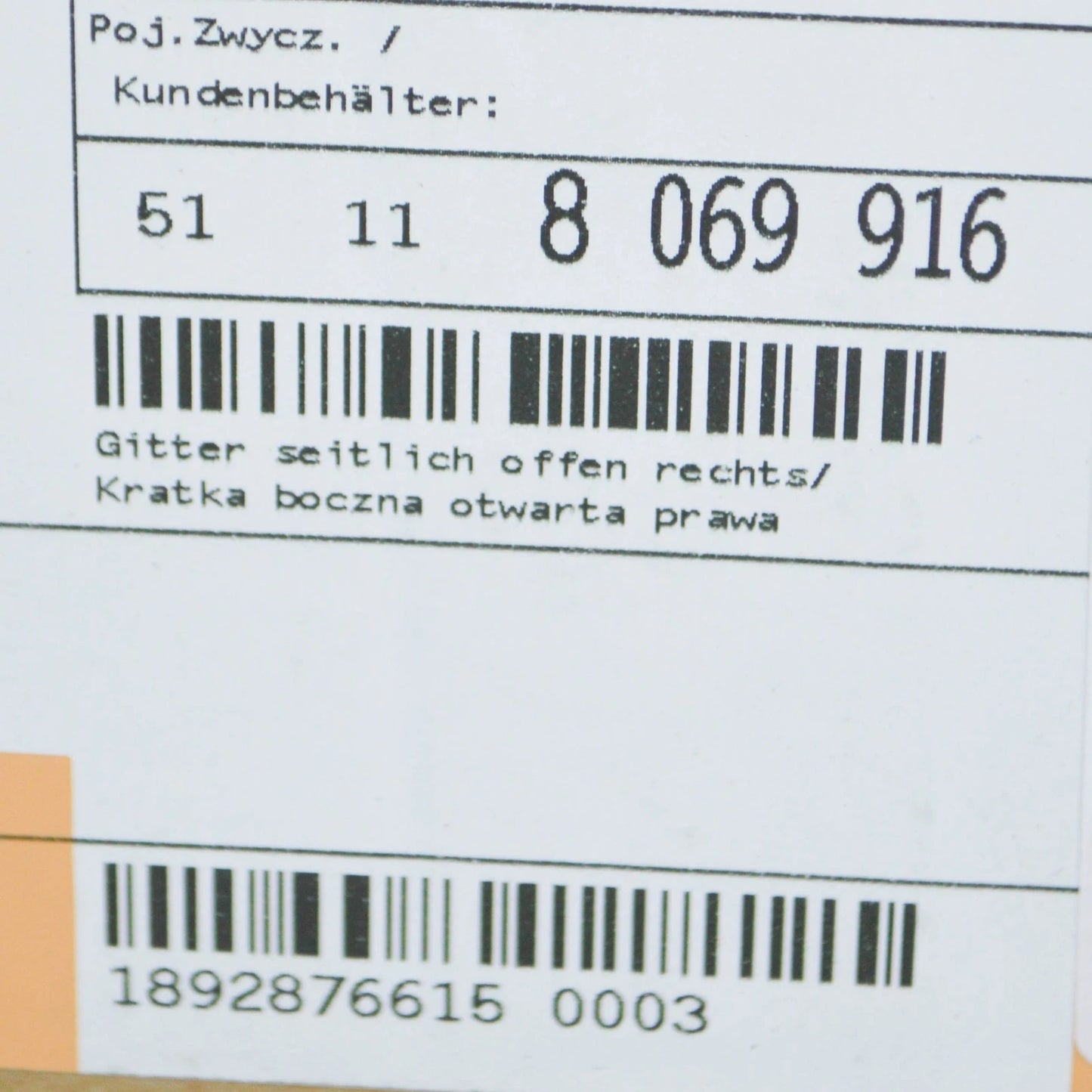 NEW BMW X5 G05 M FRONT RIGHT GRILLE 51118069916 8069916 ORIGINAL