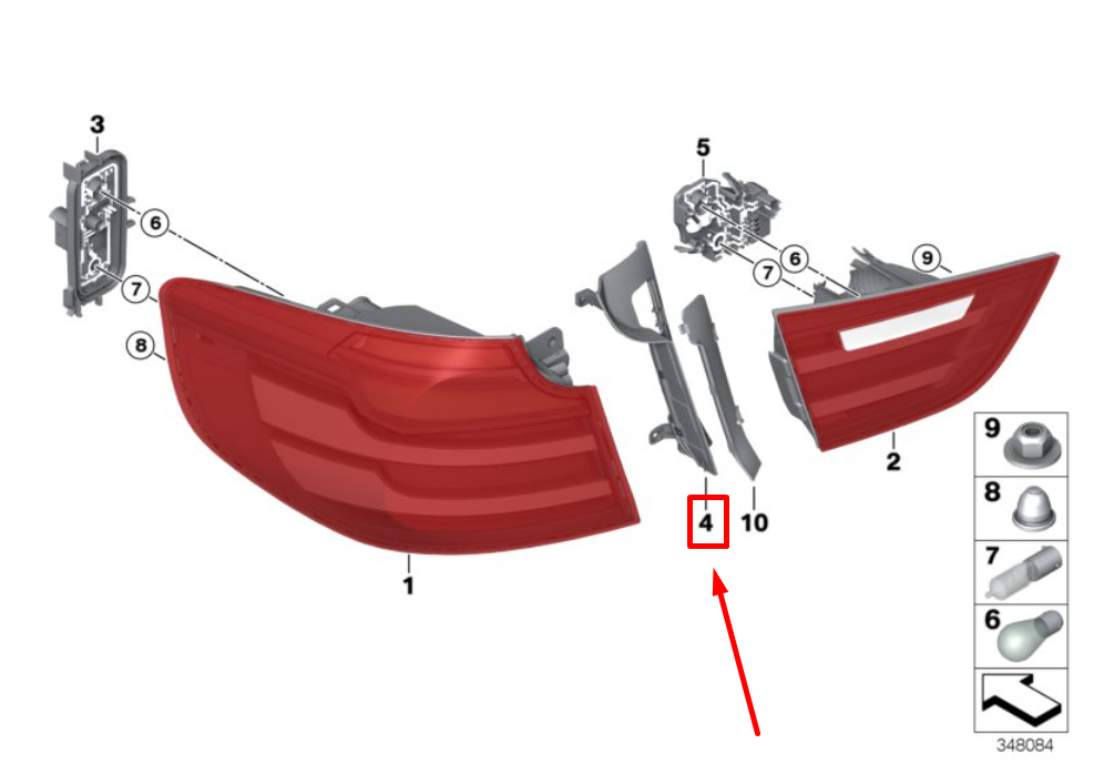 new bmw 3 f34 rear right tail light bezel 7366074 63217366074 original