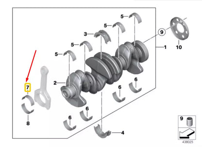 NEW BMW 1 F20 CRANKSHAFT BEARING SHELL YELLOW UPPER 11247576714 7576714