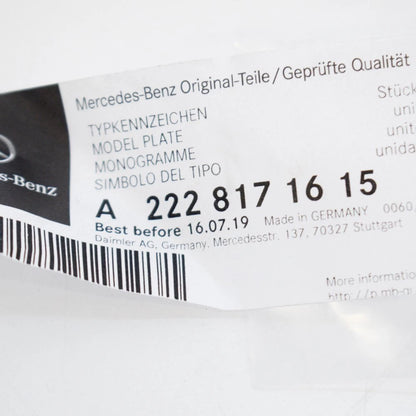 NEW MERCEDES BENZ S W222 SIDE FENDER V8 BITURBO STICKER LOGO A2228171615