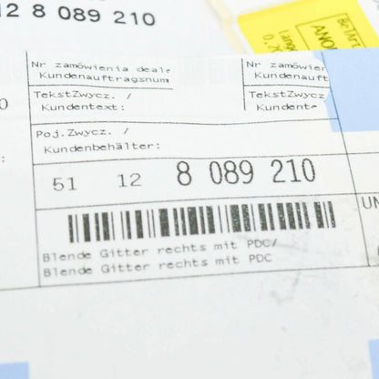 NEW BMW 3 G20 G21 M FRONT RIGHT BUMPER GRILLE INNER MOLDING 51128089210 ORIGINAL