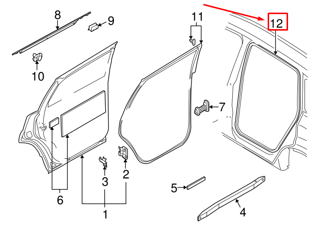 new audi q7 4l rear inner door seal 4l0833721a original