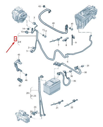 new volkswagen tiguan ad1 alternator cable harness 5q0971230lr original
