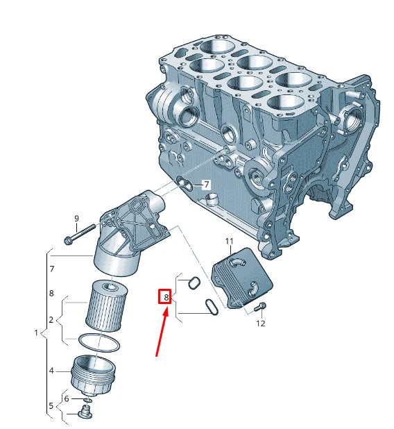 NEW VW TOUAREG 7P MK2 OIL COOLER SEALS SET 03H198070 ORIGINAL