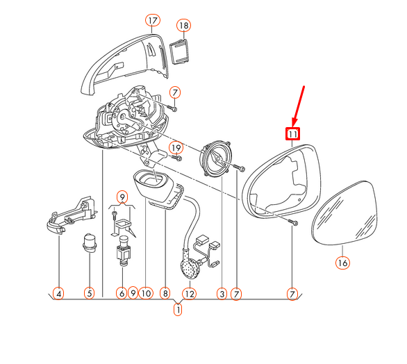 NEW VOLKSWAGEN TOUAREG 7L MIRROR FRAME RIGHT INNER 7P68576029B9 ORIGINAL