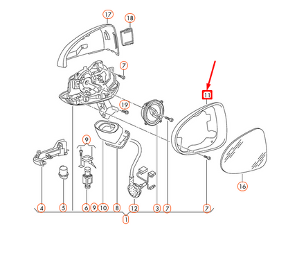 NEW VOLKSWAGEN TOUAREG 7L MIRROR FRAME RIGHT INNER 7P68576029B9 ORIGINAL