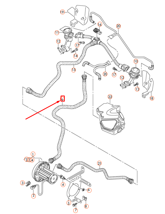 NEW AUDI A4 B8 SECONDARY AIR INJECTION PUMP CONNECTING PIPE 8T0133817D ORIGINAL