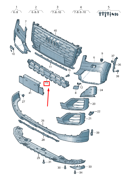 new audi q2 ga front bumper lower center grille 81a807647dx7l original