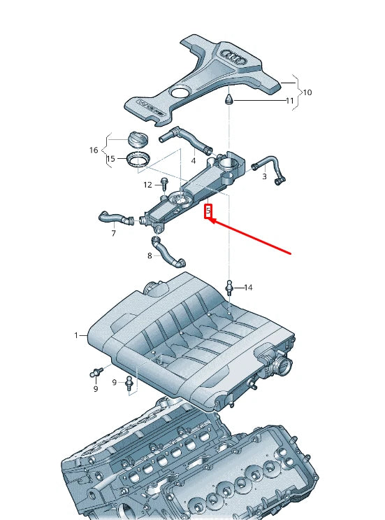 NEW AUDI A8 4H RIGHT ENGINE OIL SEPARATOR 07P103464F ORIGINAL