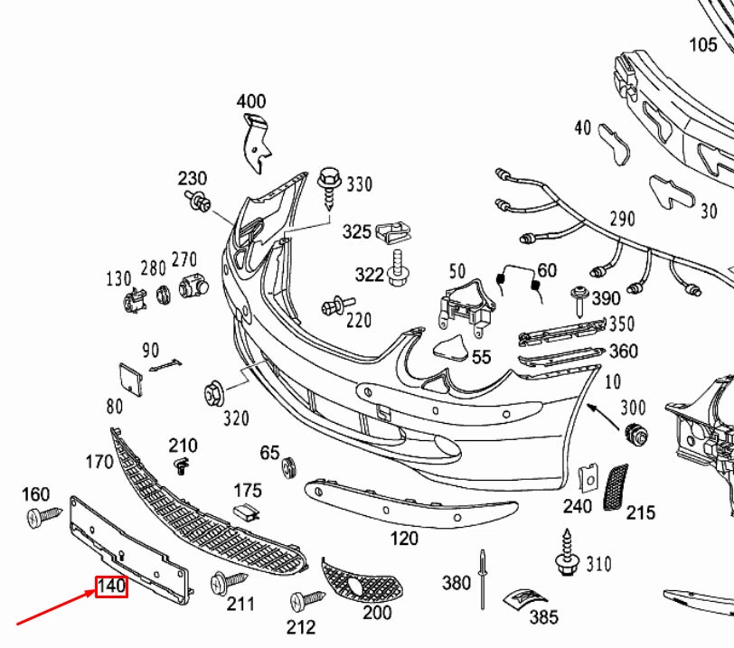 NEW MERCEDES-BENZ SL R230 FRONT LICENSE PLATE MOLDING A23088504819051