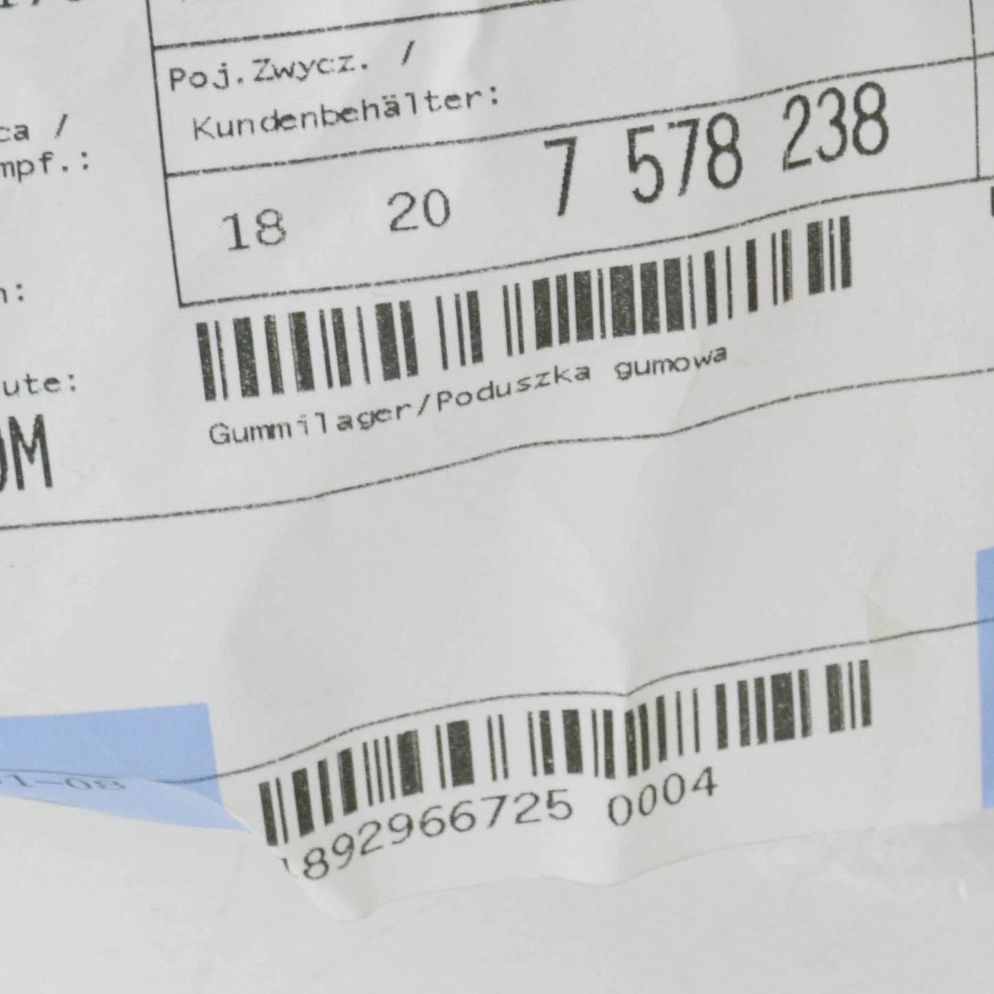 NEW BMW 1 E81 REAR EXHAUST SYSTEM RUBBER MOUNTING 18207578238 ORIGINAL