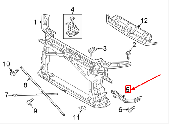 NEW AUDI TT FV 8S RIGHT RADIATOR SUPPORT OUTER BRACKET 8S0959116A ORIGINAL