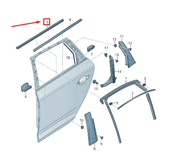 NEW AUDI Q5 FY REAR LEFT INNER DOOR WINDOW APERTURE SEAL 80A839479