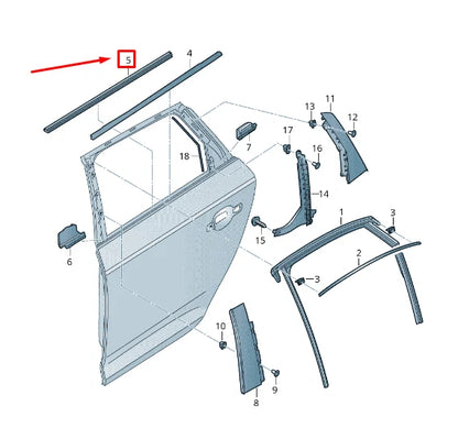 NEW AUDI Q5 FY REAR LEFT INNER DOOR WINDOW APERTURE SEAL 80A839479