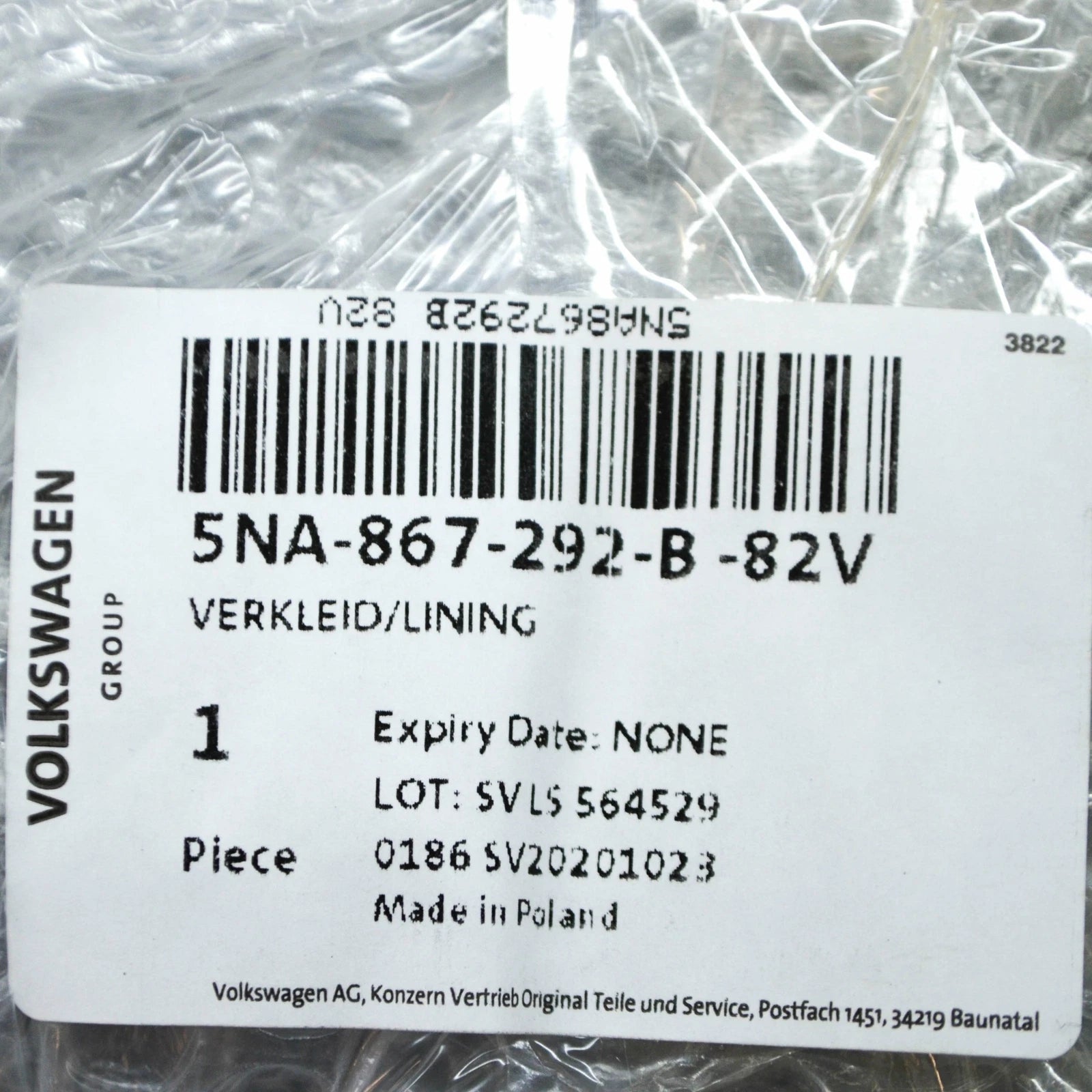 NEW VW TIGUAN AD MK2 INTERIOR RIGHT B PILLAR TRIM LOWER 5NA867292B82V