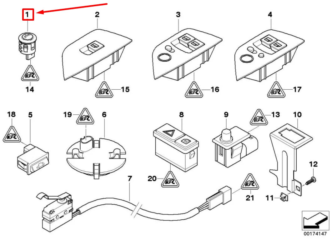 NEW BMW Z4 ROADSTER E85 SPORT SWITCH 6915010 61316915010 ORIGINAL