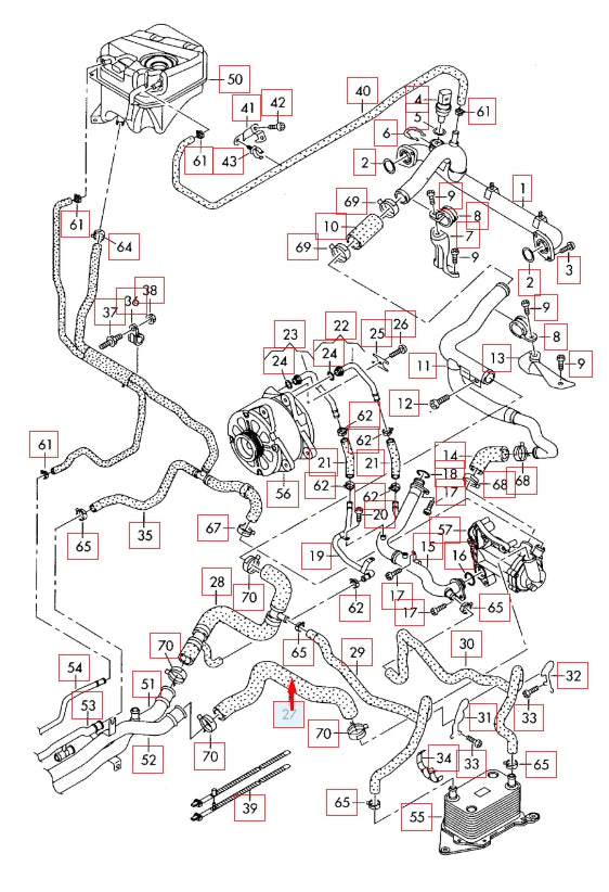 NEW AUDI R8 42 COOLANT PIPE HOSE 420121082B 2015