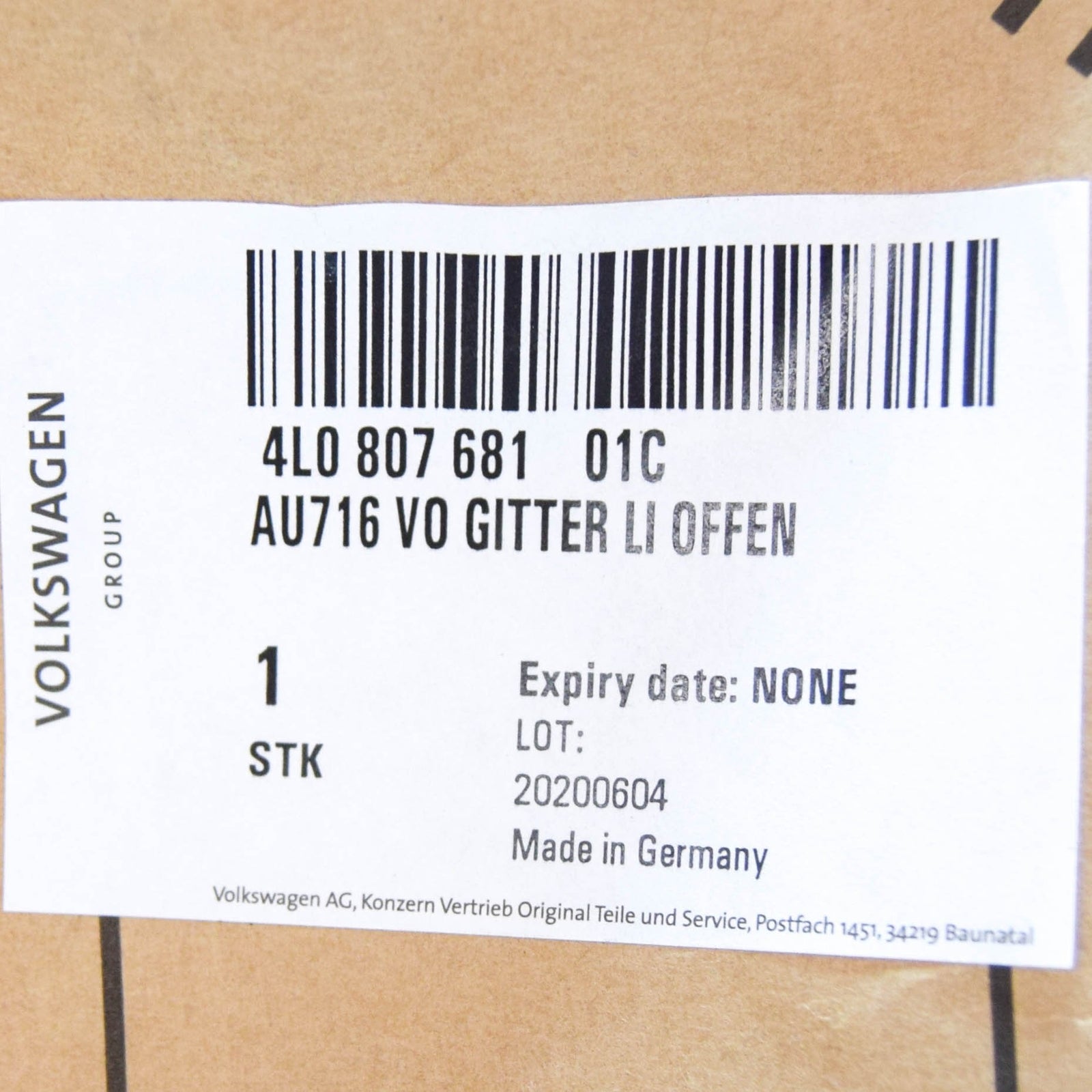 NEW AUDI Q7 4L FRONT BUMPER LEFT LOWER AIR VENT GRILLE 4L080768101C ORIGINAL