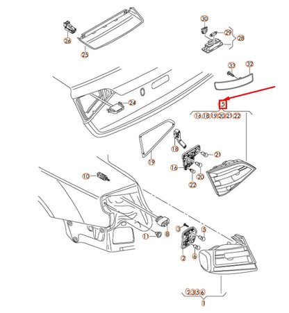 NEW AUDI A4 B8 REAR LEFT INNER TAILLIGHT 8K5945093E ORIGINAL