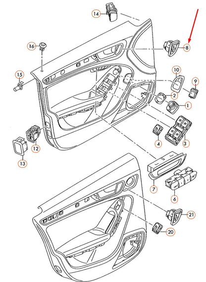 NEW AUDI A4 B8 FRONT RIGHT DOOR LOCKING SAFETY SWITCH RHD 8K2962108AV10 ORIGINAL