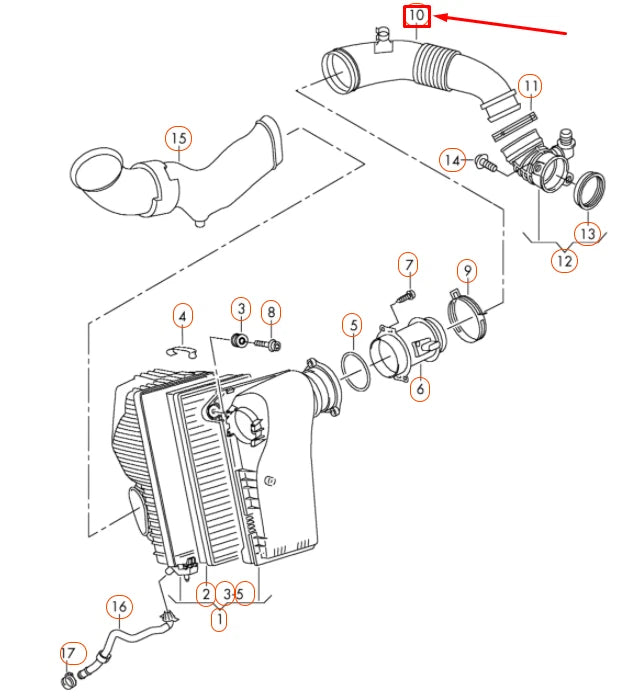 NEW VOLKSWAGEN TOUAREG 7P AIR INTAKE HOSE 7P0129627E ORIGINAL