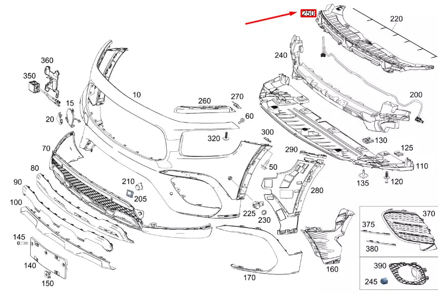 NEW MB GLB X247 FRONT BUMPER UPPER PART BASIC CARRIER A2478851507 ORIGINAL