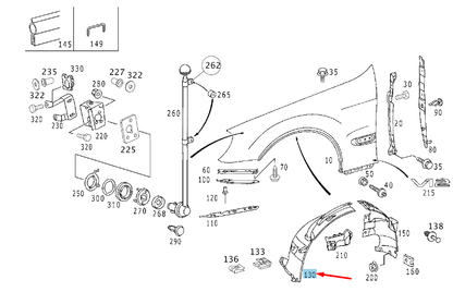 new mb s w220 front left wheel housing liner front part a2206901930 original