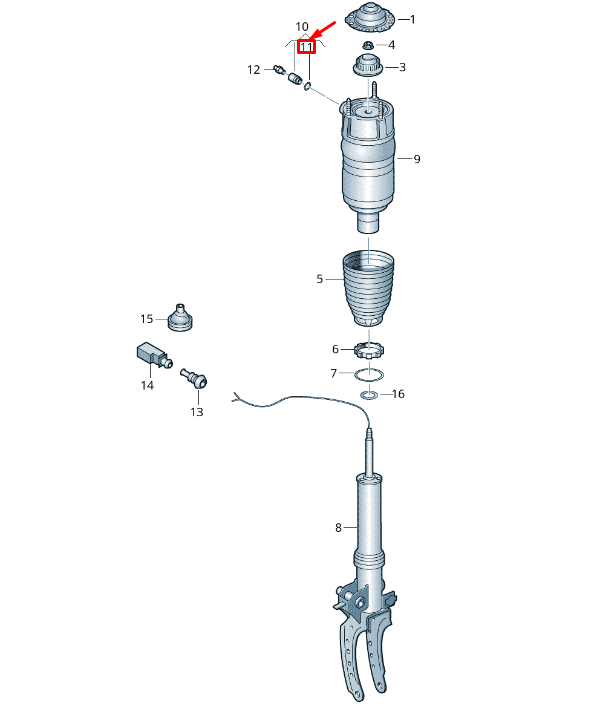 new vw touareg 7p front suspension strut pressure valve o-ring 7l0616817