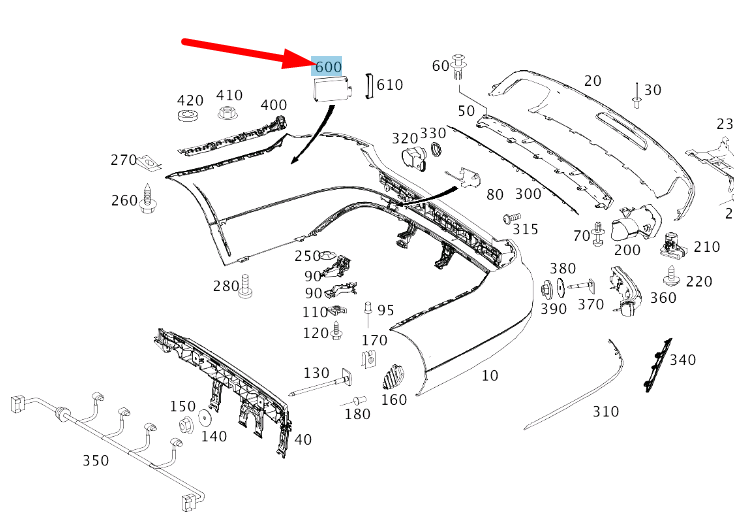 new mercedes-benz cls c218 rear bumper outside radar sensor a0009050210 original
