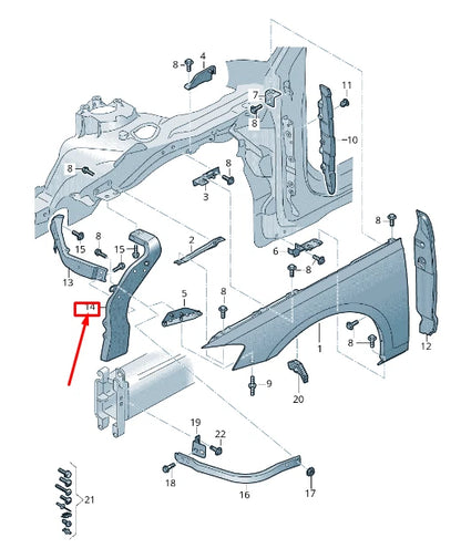NEW AUDI A8 4N FRONT LEFT FENDER BRACE 4N0821131H